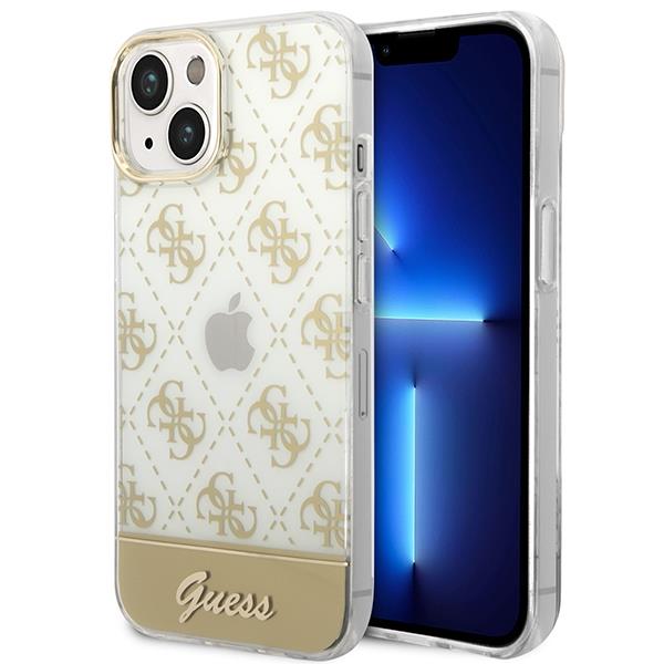 Capa Guess 4G Pattern Script para iPhone 14 Plus - dourada