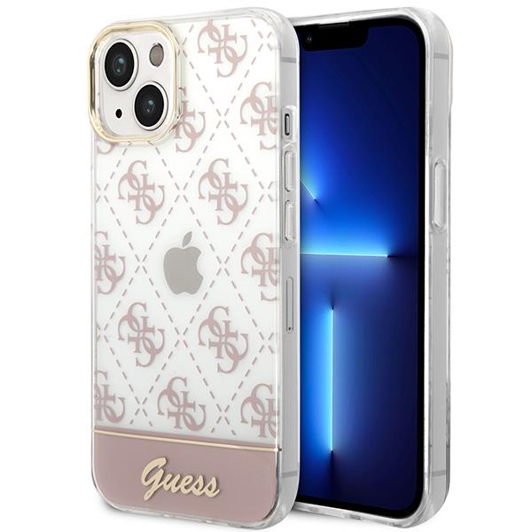 Capa Guess 4G Pattern Script para iPhone 14 Plus - rosa