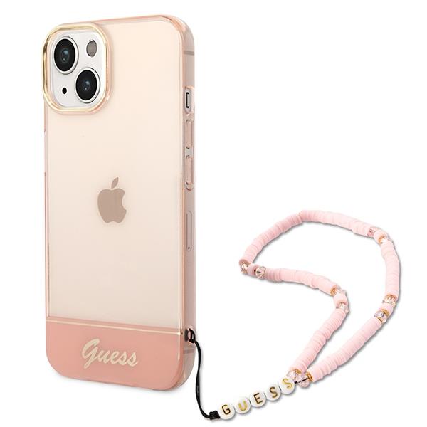 Capa Guess Translucent Pearl Strap para iPhone 14 Plus - rosa