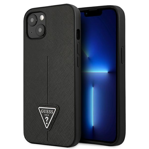 Capa Guess Saffiano Triangle Logo para iPhone 14 Plus - preta