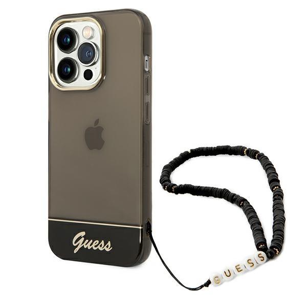Capa Guess Translucent Pearl Strap para iPhone 14 Pro Max - preta