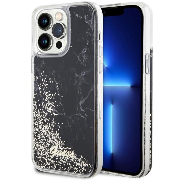 Capa Guess Liquid Glitter Marble para iPhone 14 Pro Max - preta