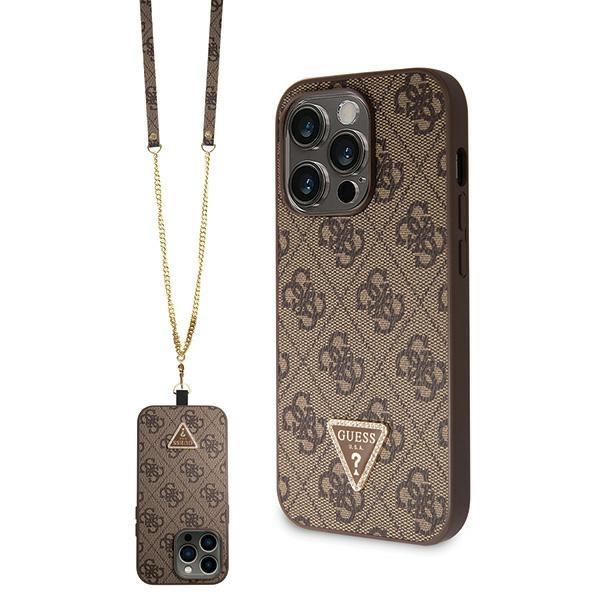 Etui Guess Crossbody 4G Metal Logo para iPhone 15 Pro - castanho
