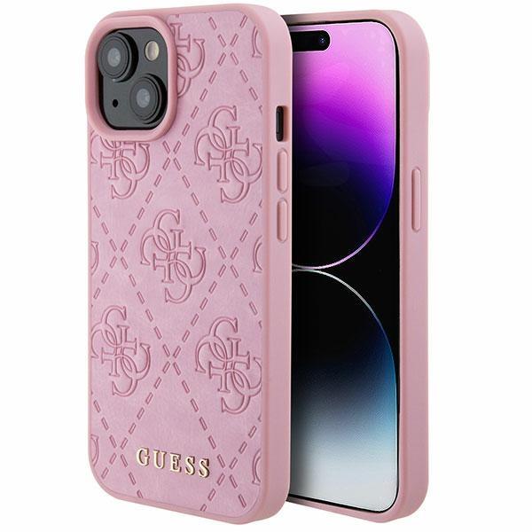 Capa Guess Leather 4G Estampada para iPhone 15 - rosa