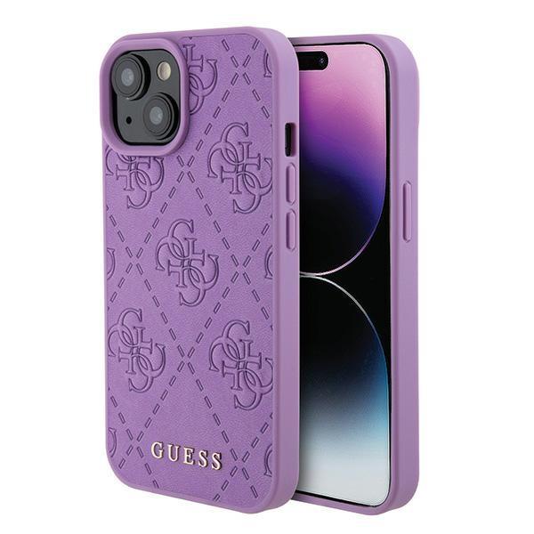Capa Guess de Couro com Estampa 4G para iPhone 15 - violeta