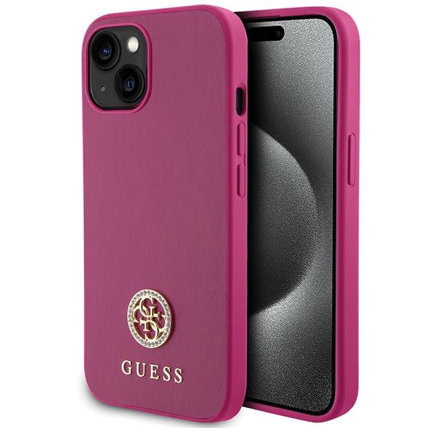 Capa Guess Strass Metal Logo para iPhone 15 - rosa