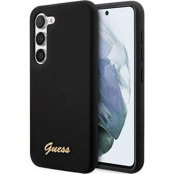 Capa Guess Silicone Vintage com Logo Dourado para Samsung Galaxy S23 - preta