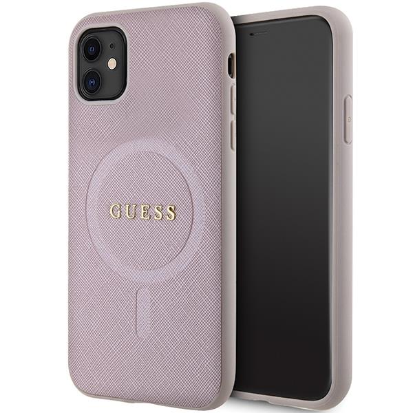 Capa Guess Saffiano MagSafe para iPhone 11 / Xr - rosa