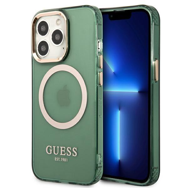 Capa Guess Gold Outline Translucent MagSafe para iPhone 13 Pro / iPhone 13 - verde