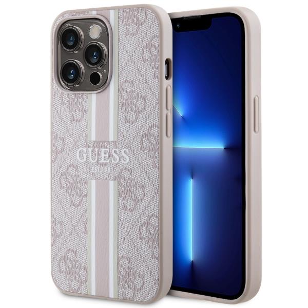 Capa Guess 4G Printed Stripes MagSafe para iPhone 13 Pro / iPhone 13 - rosa