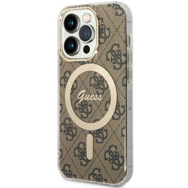 Capa Guess 4G MagSafe para iPhone 14 Pro - castanho