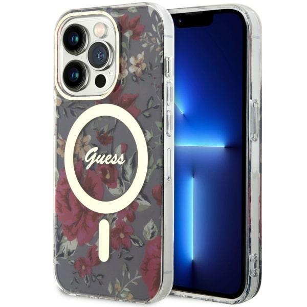 Capa Guess Flower MagSafe para iPhone 14 Pro - verde
