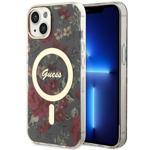 Capa Guess Flower MagSafe para iPhone 14 Plus - verde