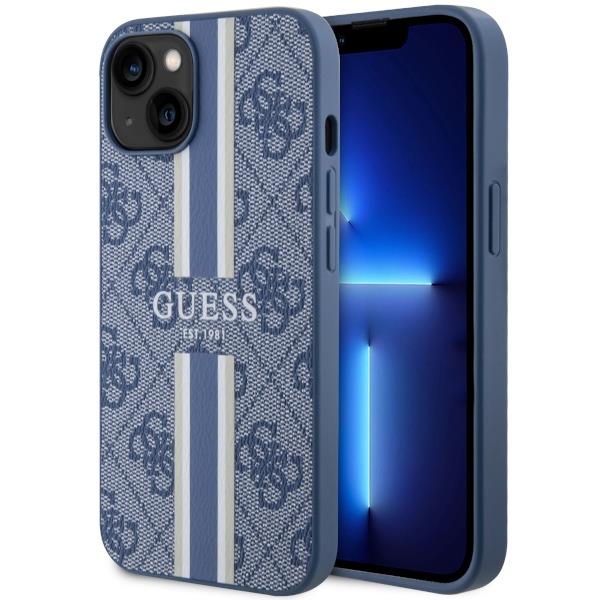 Capa Guess 4G Printed Stripes MagSafe para iPhone 14 Plus - azul