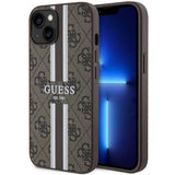 Capa Guess 4G Printed Stripes MagSafe para iPhone 14 Plus - castanho