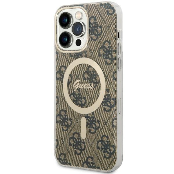 Capa Guess 4G MagSafe para iPhone 14 Pro Max - castanho