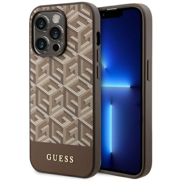 Capa Guess GCube Stripes MagSafe para iPhone 14 Pro Max - castanho
