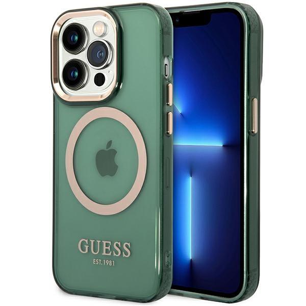 Capa Guess Gold Outline Translucent MagSafe para iPhone 14 Pro Max - verde