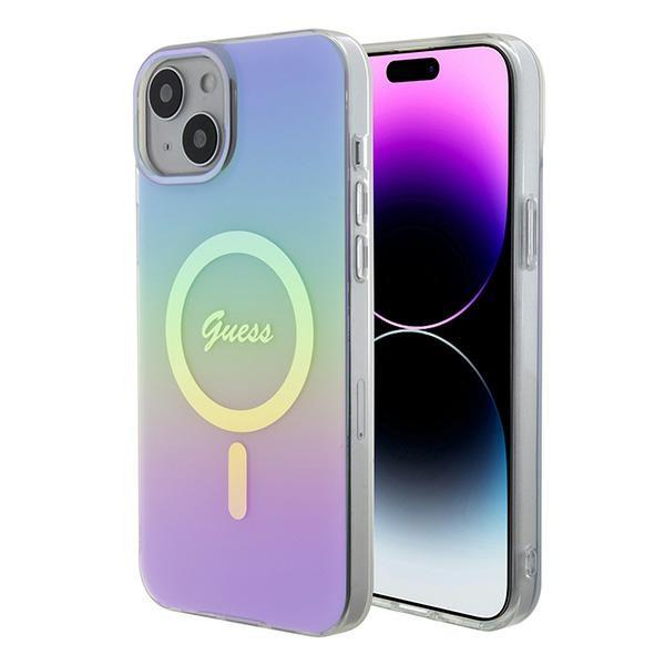 Capa Guess IML Iridescente MagSafe para iPhone 15 - violeta