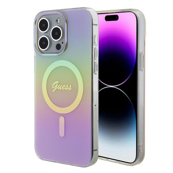 Capa Guess IML Iridescente MagSafe para iPhone 15 Pro Max - rosa