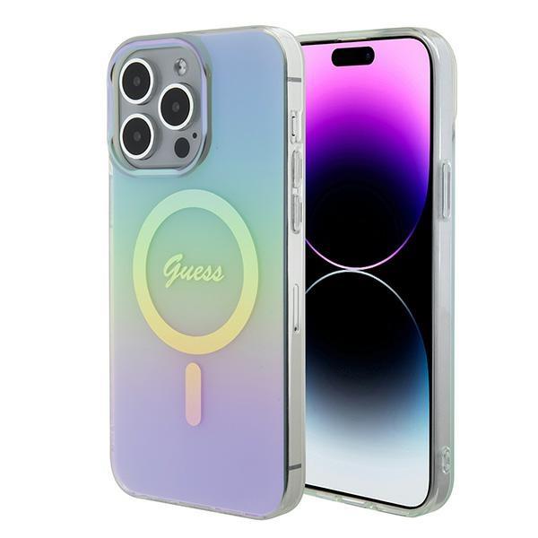 Capa Guess IML Iridescente MagSafe para iPhone 15 Pro Max - turquesa