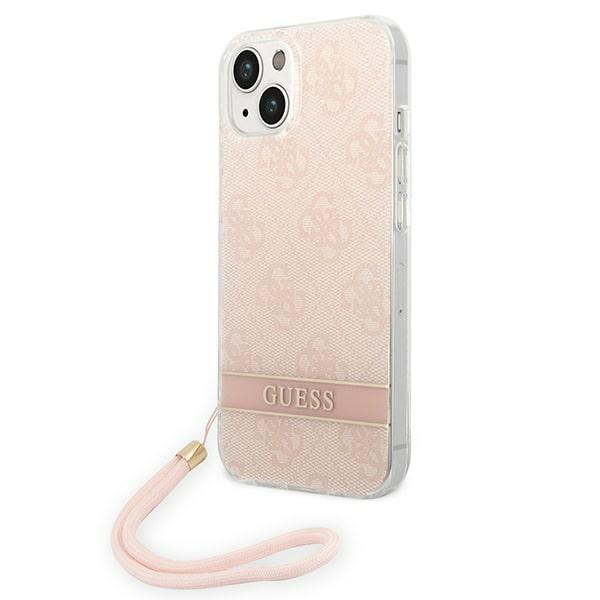 Capa Guess 4G Print Strap para iPhone 14 Plus - rosa