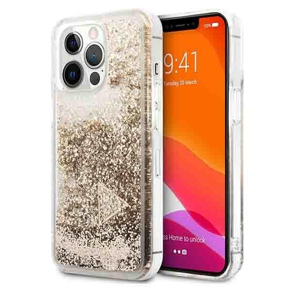 Capa Guess Glitter Charms para iPhone 14 Pro Max - dourada