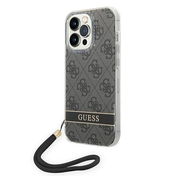 Capa Guess 4G Print Strap para iPhone 14 Pro Max - preta