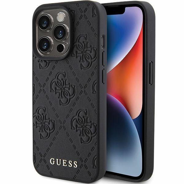 Capa Guess Leather 4G Estampada para iPhone 15 Pro - preta