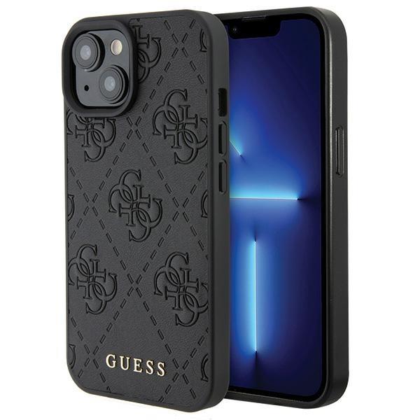 Etui Guess Leather 4G Stamped para iPhone 15 - preto