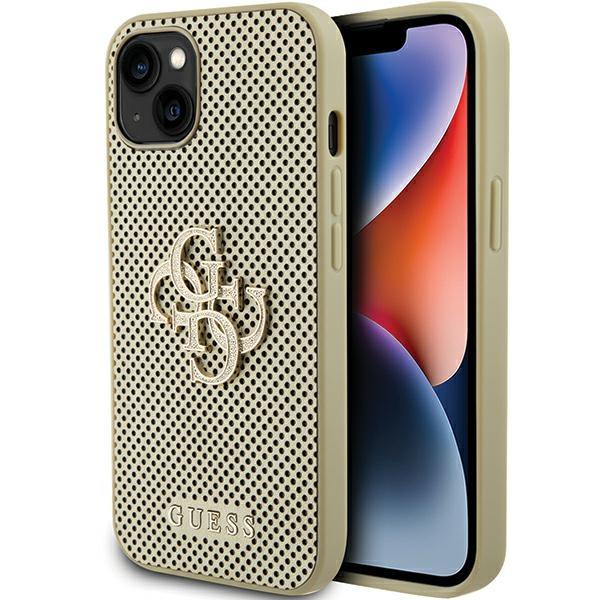 Capa Guess Perforated 4G Glitter para iPhone 15 - dourada