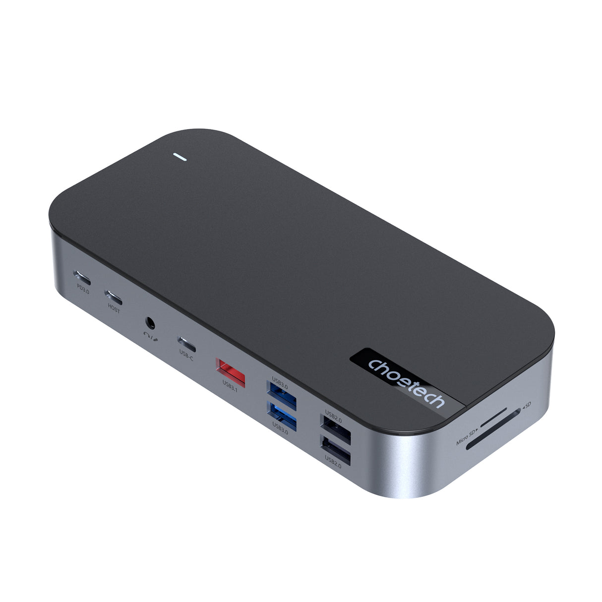 HUB Choetech M52 USB-C - USB-C PD/USB-C/USB-A/HDMI/VGA/DP/SD/TF/RJ45/AUX - cinzento