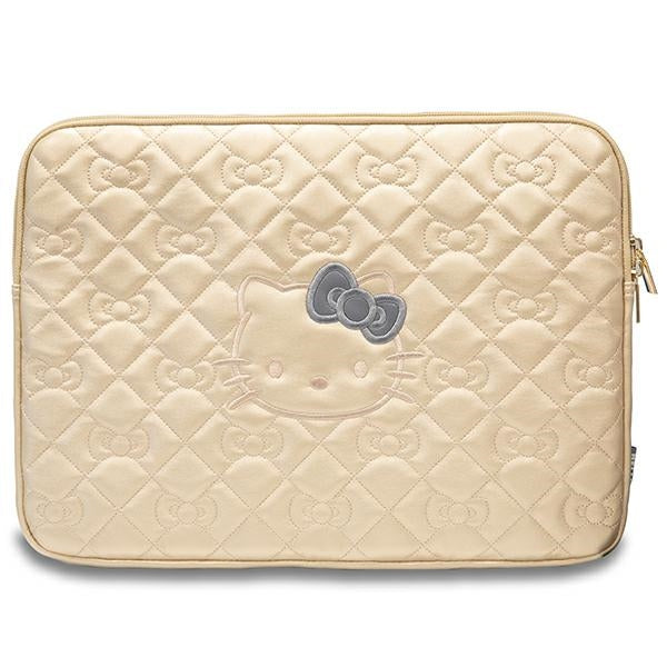 Capa Hello Kitty Zip PU Quilted Bows para laptop de 14" - dourada