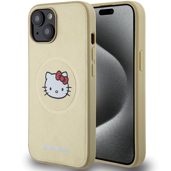 Capa Hello Kitty Leather Kitty Head MagSafe para iPhone 14 - dourada