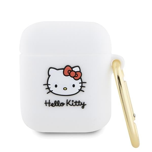 Capa Hello Kitty Silicone 3D Cabeça da Kitty para AirPods 1/2 - branca