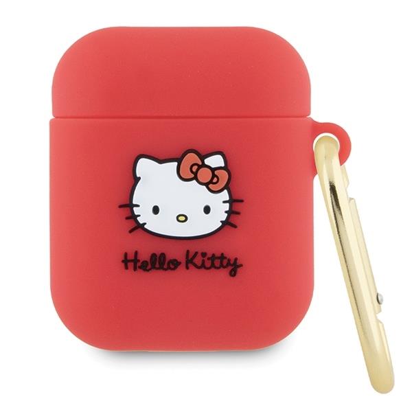 Capa Hello Kitty Silicone 3D Cabeça da Kitty para AirPods 1/2 - cor fúcsia