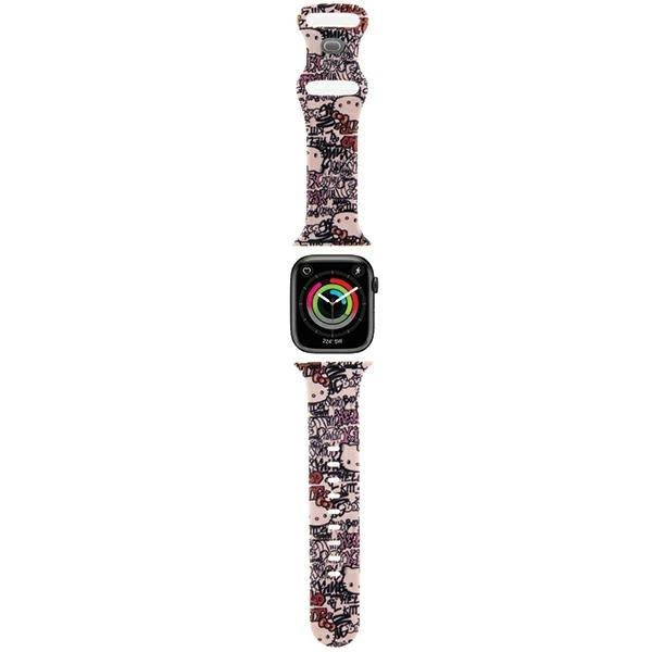 Pulseira Hello Kitty de Silicone com Tags de Grafite para Apple Watch 38/40/41mm - rosa