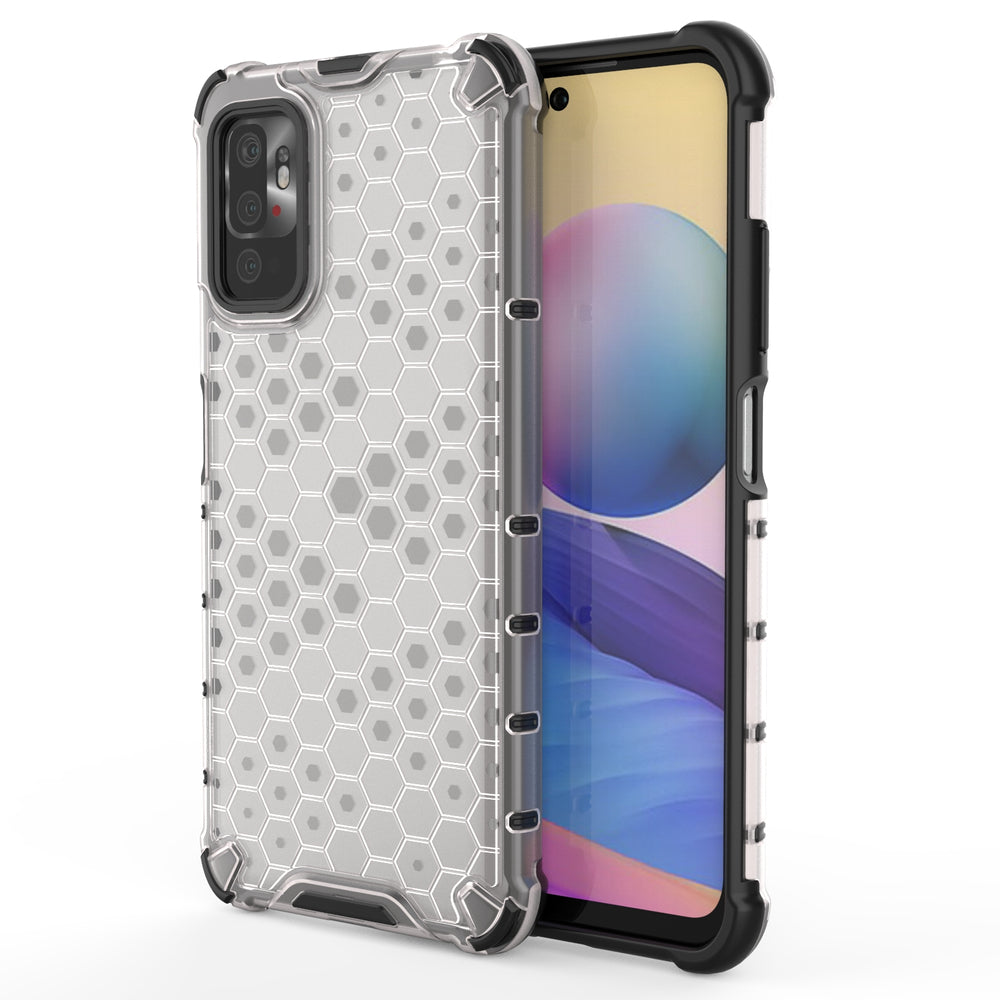 Capa Honeycomb etui blindada com moldura de gel para Xiaomi Redmi Note 10 5G / Poco M3 Pro transparente