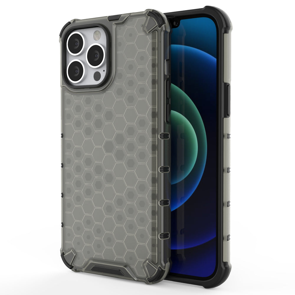 Capa protetora Honeycomb com moldura de gel para iPhone 13 Pro Max preta