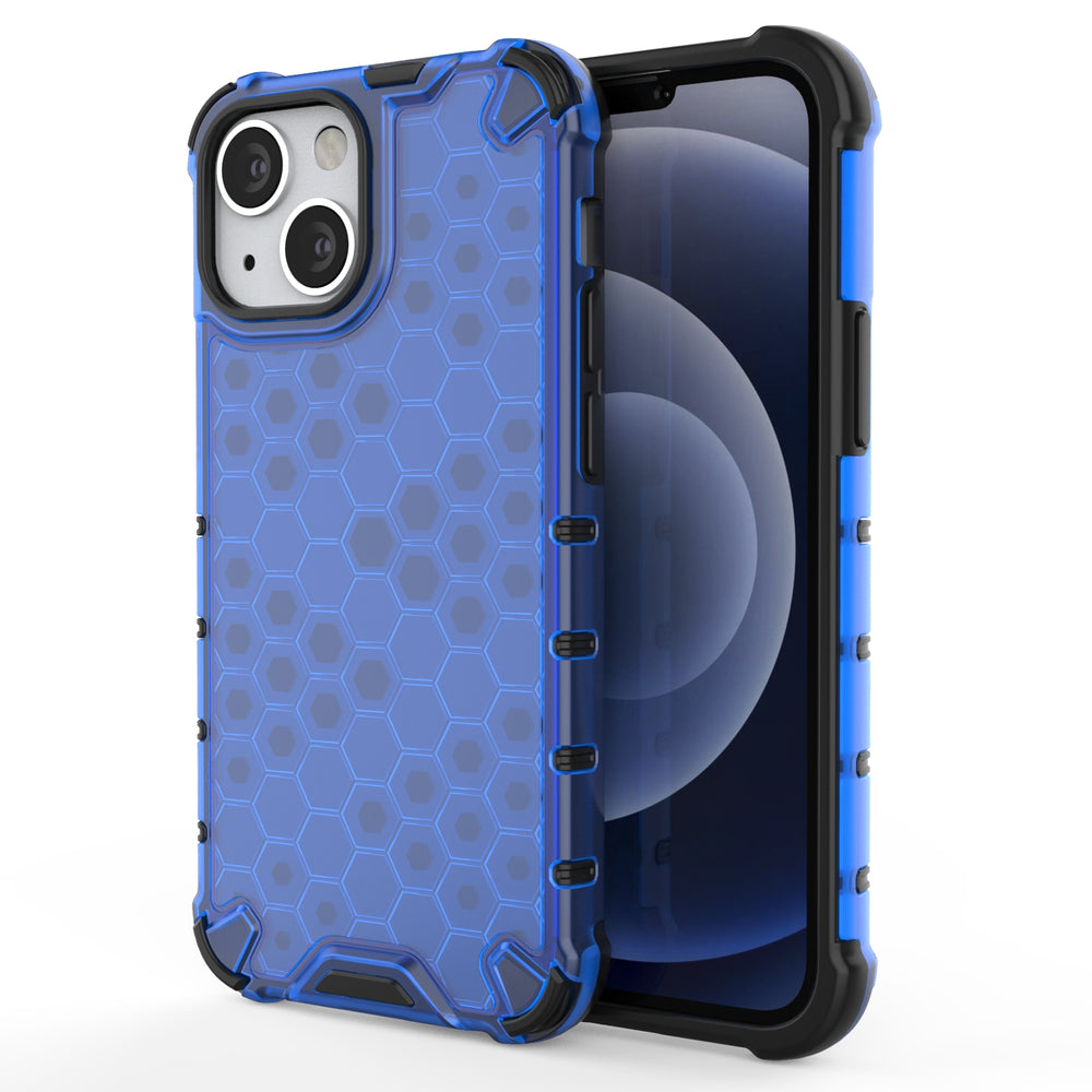 Capa protetora Honeycomb com moldura de gel para iPhone 13 mini azul