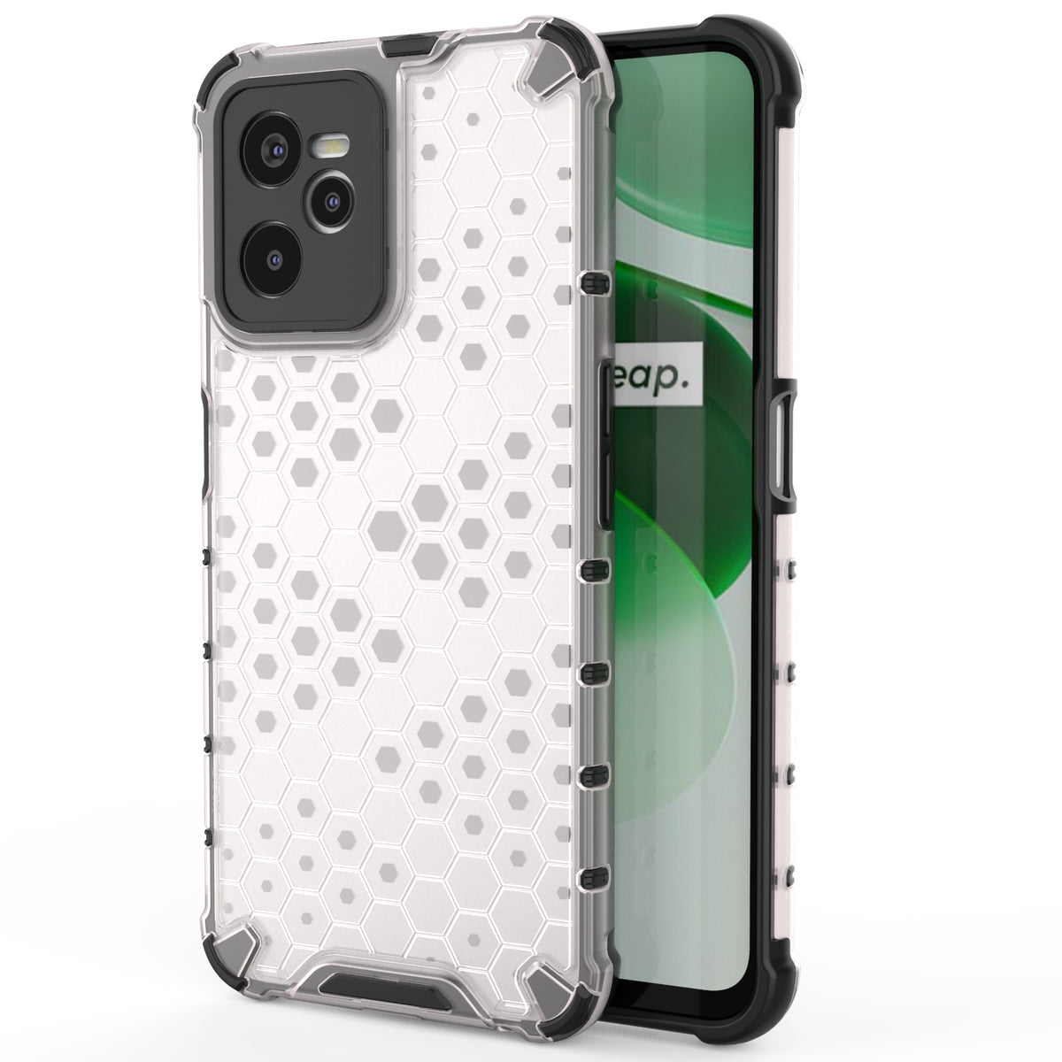 Capa protetora Honeycomb com moldura de gel para Realme C35 transparente.