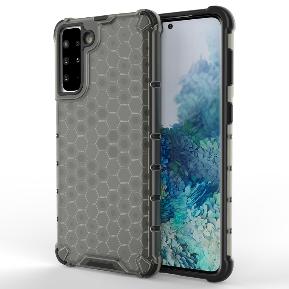Capa protetora Honeycomb com moldura de gel para Samsung Galaxy S22+ (S22 Plus) preta