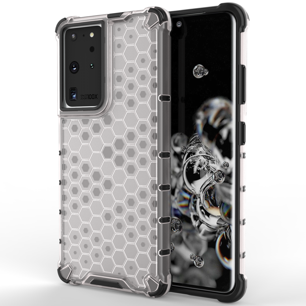 Capa protetora Honeycomb com moldura de gel para Samsung Galaxy S22 Ultra transparente