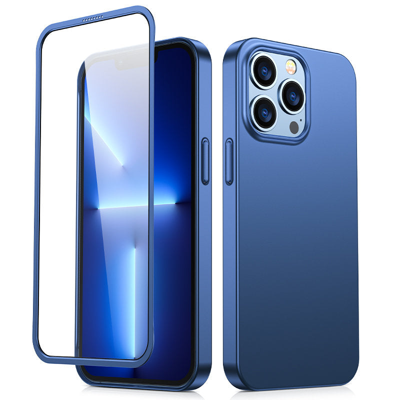 Joyroom 360 Full Case capa protetora para iPhone 13 Pro Max, cobertura traseira e frontal + vidro temperado azul (JR-BP928 azul)