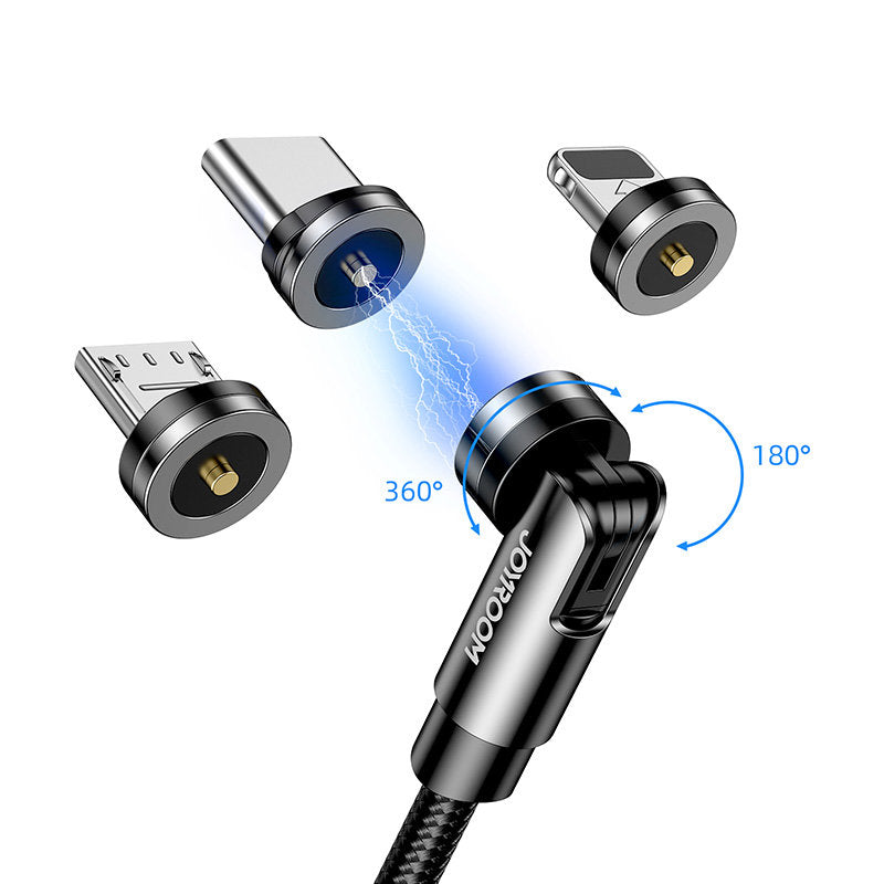 Cabo magnético Joyroom 3 em 1 USB - Lightning / USB Tipo C / micro USB para carregamento 2,4A 1,2m preto (S-1224X2 LCM black)