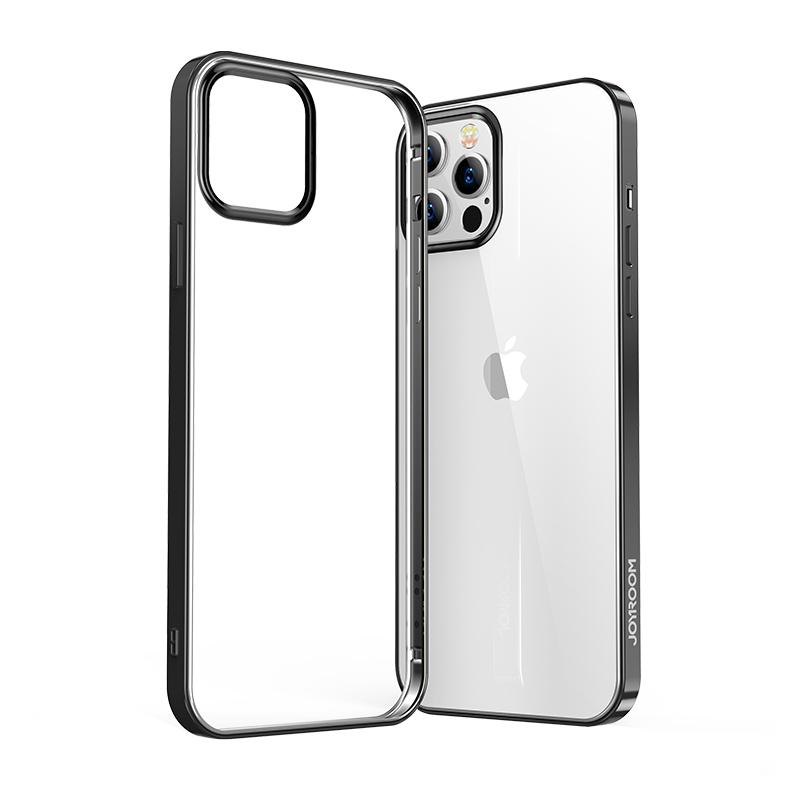 Série Nova e Bela da Joyroom ultra fina capa transparente com moldura metálica para iPhone 12 mini preto (JR-BP794)