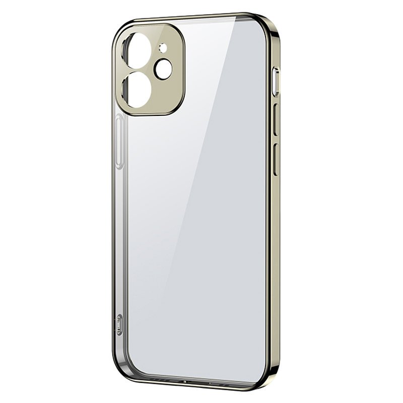 Série de beleza Joyroom New, capa ultra fina e transparente com moldura metálica para iPhone 12 Pro Max, azul escuro (JR-BP744)