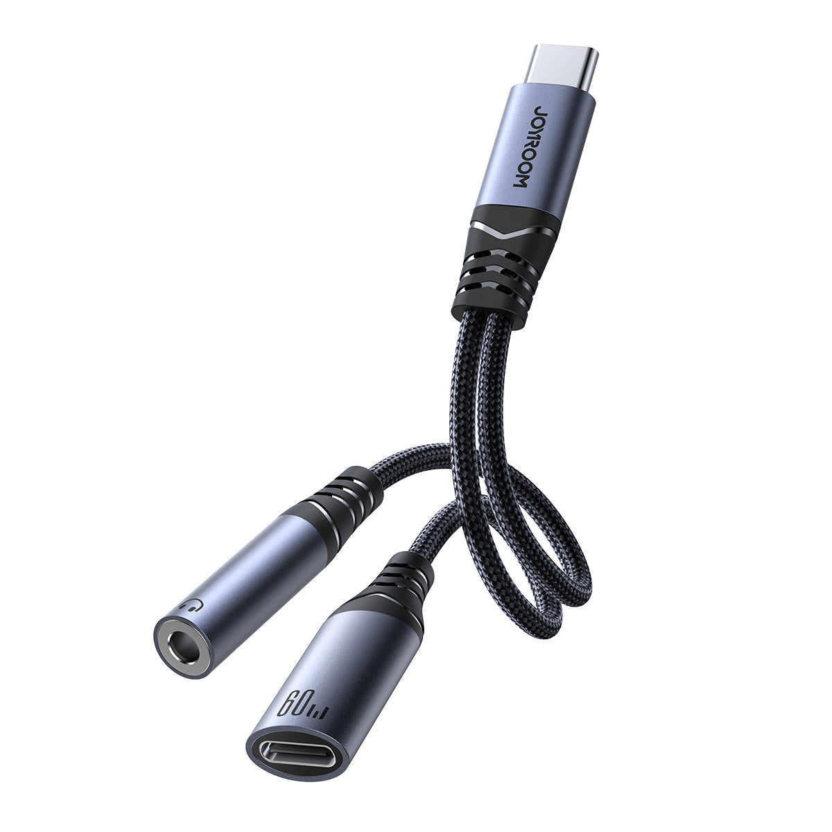 Adaptador DAC 2 em 1 Joyroom SY-C02 USB-C para USB-C / mini jack 3.5 mm - preto