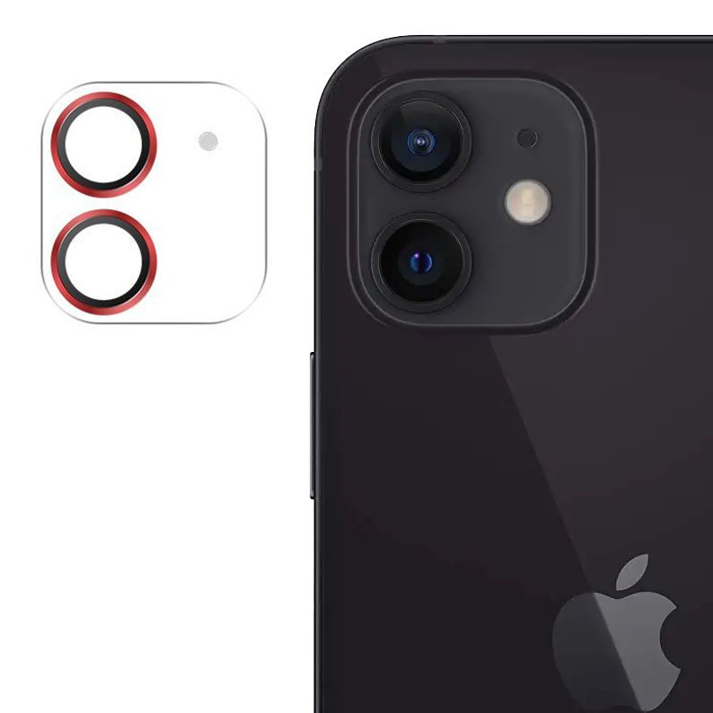 Série Brilhante Joyroom vidro temperado para toda a lente da câmera do iPhone 12 mini vermelho (JR-PF686)