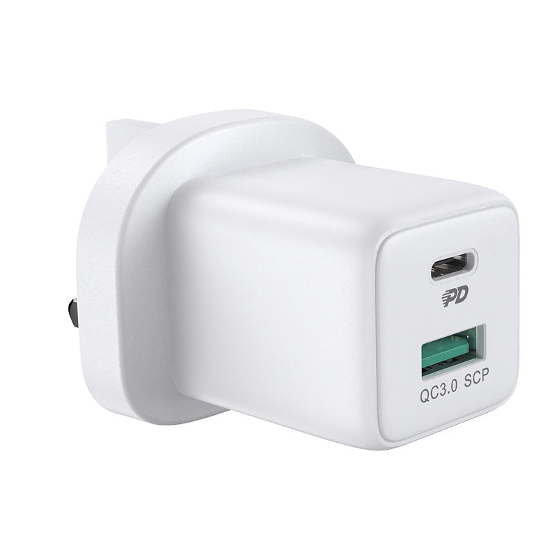 Joyroom Carregador de Rede USB Tipo C / USB 30W Power Delivery Quick Charge 4,5A (plugue UK) branco (L-QP303)